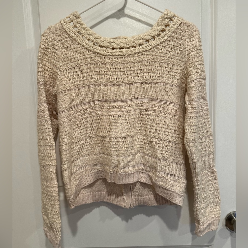Anthropologie Cream Cropped Sweater size small